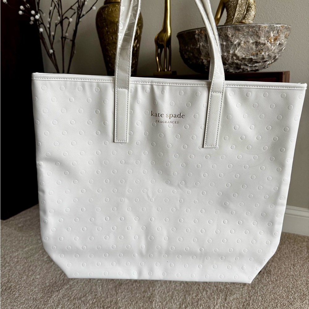 White Kate Spade tote bag with Leather Handles